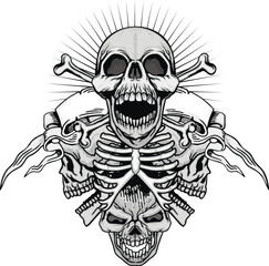 Gothic sign with skull, grunge vintage design t shirts

