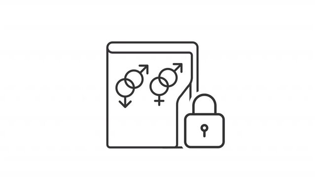 Animated gender data linear icon. Sexual orientation information. Sensitive content security. Seamless loop HD video with alpha channel on transparent background. Outline motion graphic animation