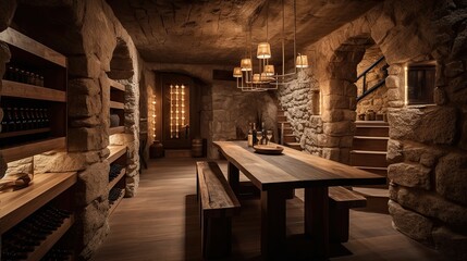 Rustic cycladic wine cellar