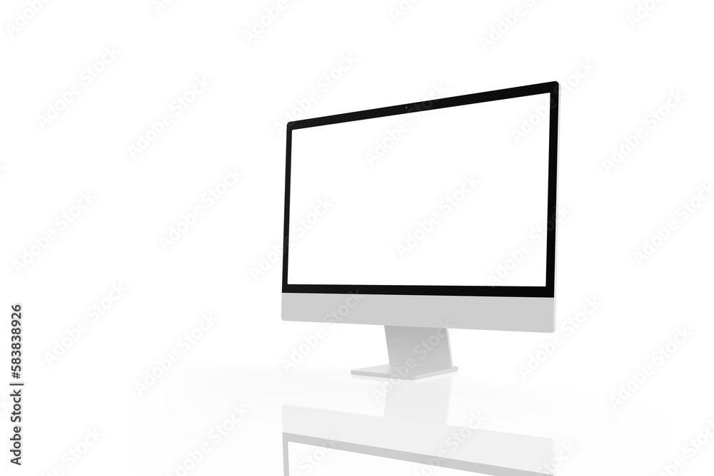 Fototapete Isolated transparent computer display with reflection. Isolated screen for web page promotion