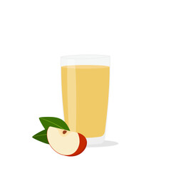 Glasses with fresh delicious apple juice in glass on white background
