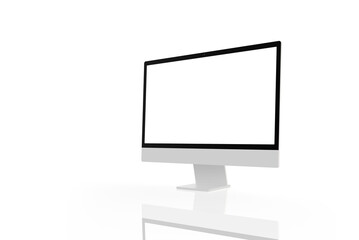 Isolated transparent computer display with reflection. Isolated screen for web page promotion