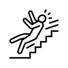 steps fall man accident line icon vector illustration