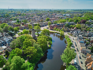 Fototapeta na wymiar Aerial drone view of the historical center of Alkmaar, North Holland, Netherlands