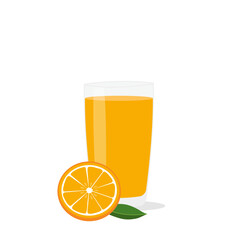 Glasses with fresh delicious orange juice in glass on white background