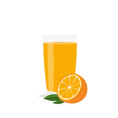Glasses with fresh delicious orange juice in glass on white background