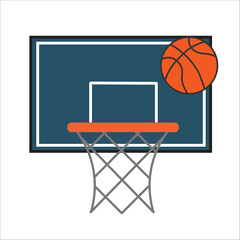 Basketball icon. Basketball Hoop flat vector ilustration.