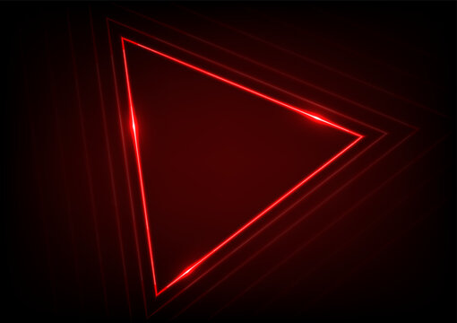 Red triangle neon light line gradient digital technology modern banner cover background