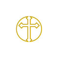 Christian cross icon isolated on transparent background