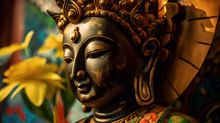 Fototapeta premium Buddha statue sculpture. deep meditation