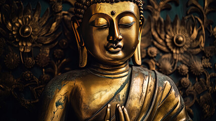Buddha statue sculpture. deep meditation