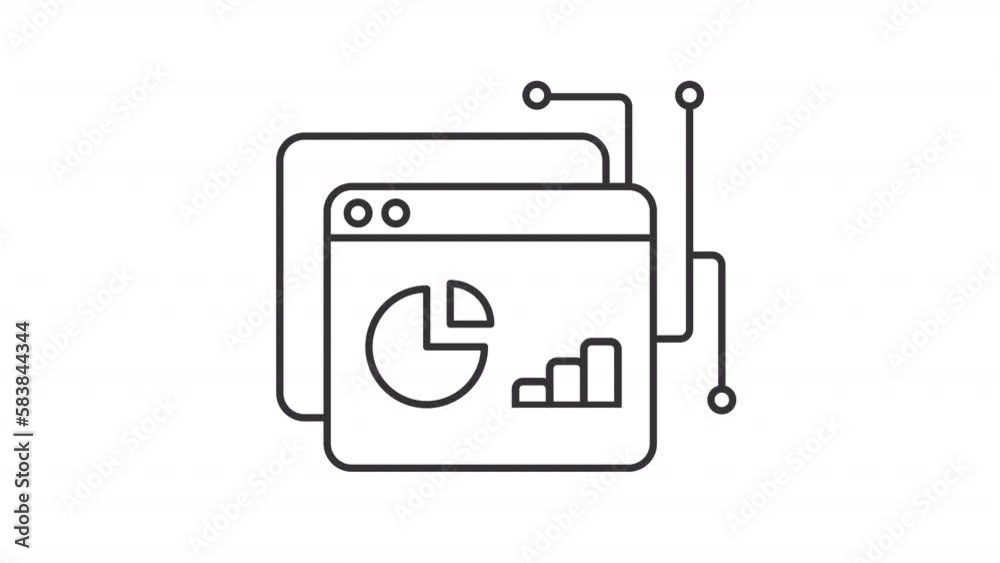 Poster animated data collection linear icon. data intelligence platform. online tools for analytics. seamle