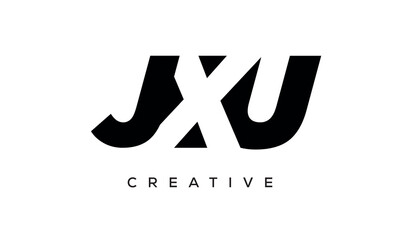 JXU letters negative space logo design. creative typography monogram vector	