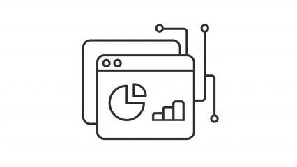 Animated data collection linear icon. Data intelligence platform. Online tools for analytics. Seamless loop HD video with alpha channel on transparent background. Outline motion graphic animation