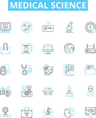 medical Science vector line icons set. Medicine, Biology, Diagnosis, Treatment, Research, Technology, Health illustration outline concept symbols and signs