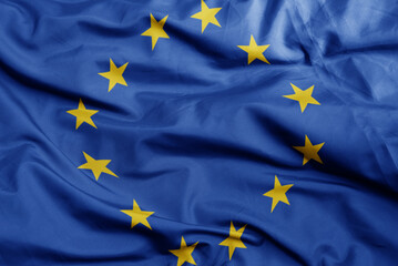 waving national flag of european union.macro shot. 3D illustration