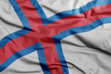 waving national flag of faroe islands .macro shot. 3D illustration