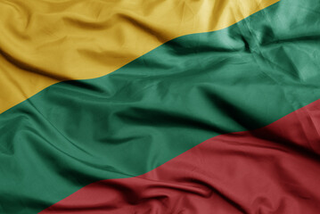 waving national flag of lithuania .macro shot. 3D illustration - obrazy, fototapety, plakaty
