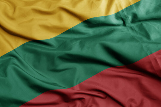 waving national flag of lithuania .macro shot. 3D illustration
