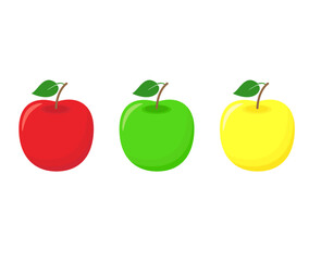 Red, green, yellow apple. Vector fruits