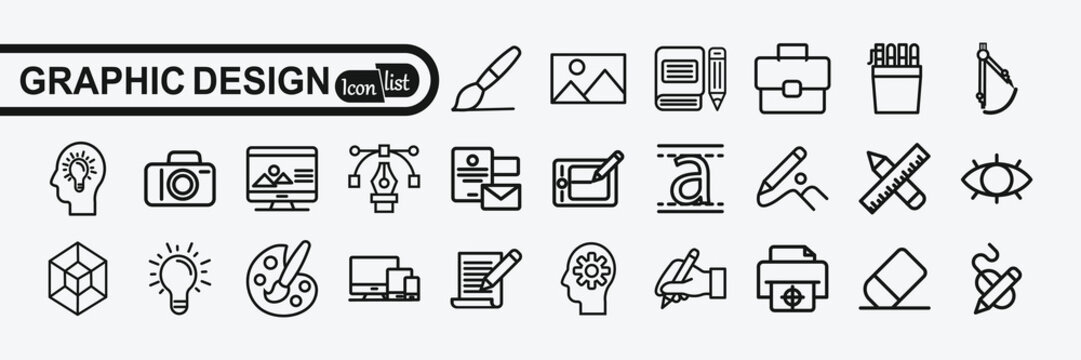 Minimal Graphic Design related icon set.
