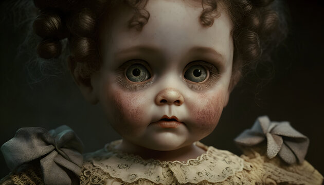 Scary Creepy doll. Generative AI