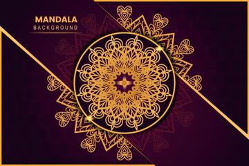 Modern flower luxury mandala with gold color background design.