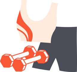 Fitness clothes and dumbbells