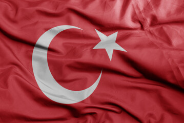 Obraz premium waving national flag of turkey .macro shot. 3D illustration