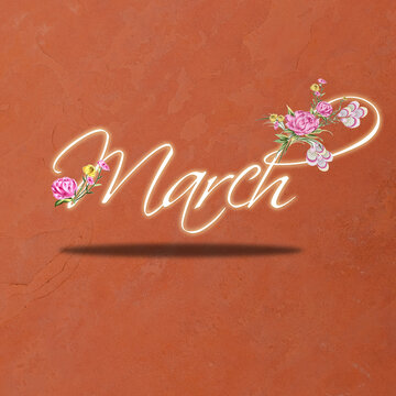 March decorated with flower