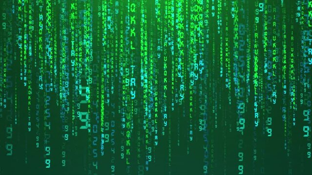Digital binary code Falling concept. Technological background binary code animation 4k.