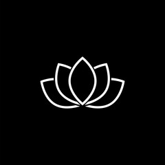 Lotus line icon. Spa salon symbol isolated on black background
