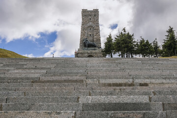 View on Freedom monument on Stoletov mount, Shipka Pass in Balkan Mountains, Bulgaria