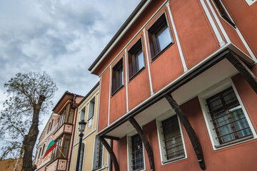 Fototapeta premium Old buildings in Ancient Town area of Plovdiv, Bulgaria