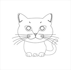 A cat line art coloring page.