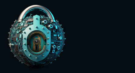 Technology background. Digital crime and internet network security system, security and encryption cybernetics, data protection privacy Generative AI