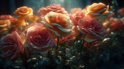 Roses by the Sea: A Close-Up of Nature's Beauty - Generative Ai