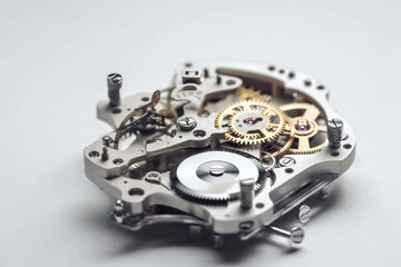 Retro watch mechanism. Generative AI illustration