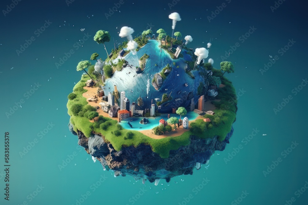 Poster concept of a green planet earth. generative ai