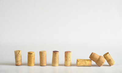 collection of wine corks, isolated on white background
