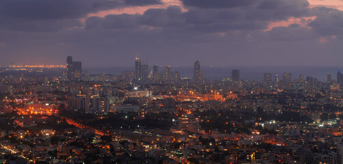 Tel Aviv, Jaffa, Bat Yam night panorama