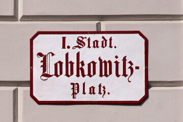 Fototapeta premium Vienna (Austria). Urban signage in the historic city center of Vienna.
