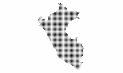 Fototapeta na wymiar Peru dotted map with grunge texture in dot style. Abstract vector illustration of a country map with halftone effect for infographic. 