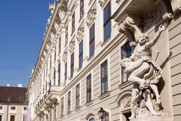 Fototapeta na wymiar Vienna (Austria). Architectural detail on the Burgplatz inside the Hofburg Imperial Palace in the city of Vienna