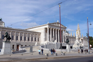 Fototapeta na wymiar Vienna (Austria). Palace of the Austrian Parliament in the city of Vienna
