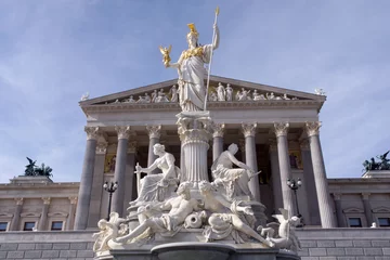 Papier Peint photo Vienne Vienna (Austria). Palace entrance of the Parliament building Austria in the city of Vienna