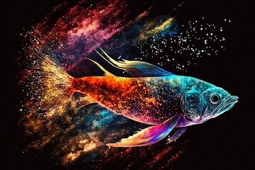 Fantastic fish in space. Generative AI