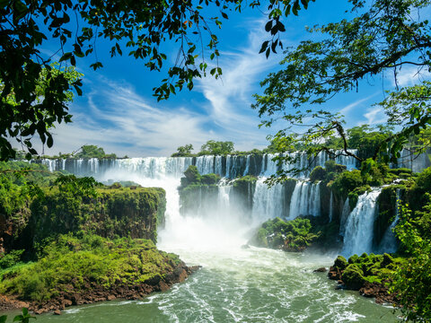 A view from the lower circuit at Iguazu Falls, UNESCO World Heritage Site, Misiones Province, Argentina