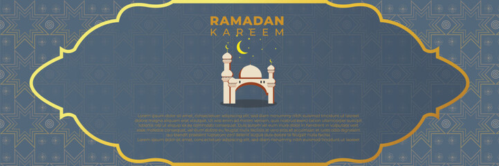 Ramadan Vector illustration ,Simple and elegant ramadan greeting design with free copy space, suitable for banners, social media, wallpaper, greetings envelope and others with Ramadan themes