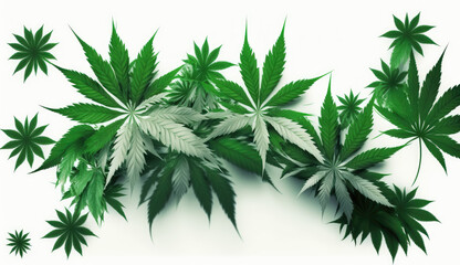 Cannabis leaves isolated on white background. Generative AI